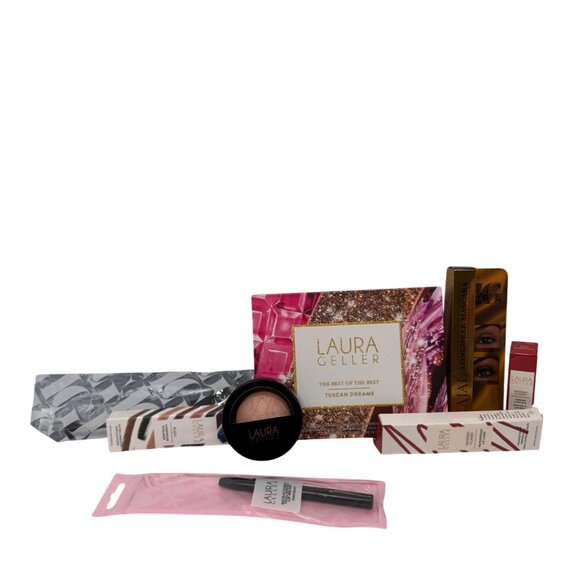 New Laura Geller Makeup Set Bundle W/ Baked Blush Mascara Lip Brush & More - Picture 2 of 16